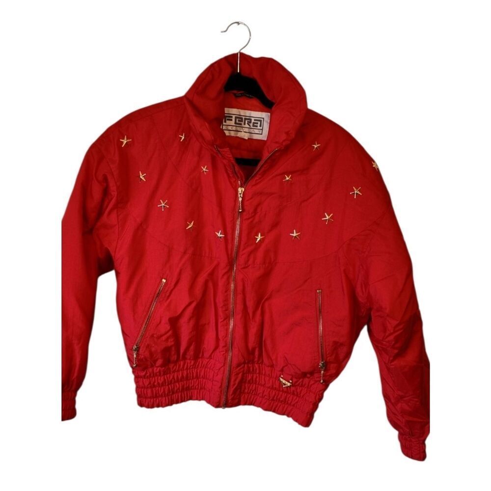 Vintage Fera Skiwear Ski Jacket With Gold Stars Ladies Size 10